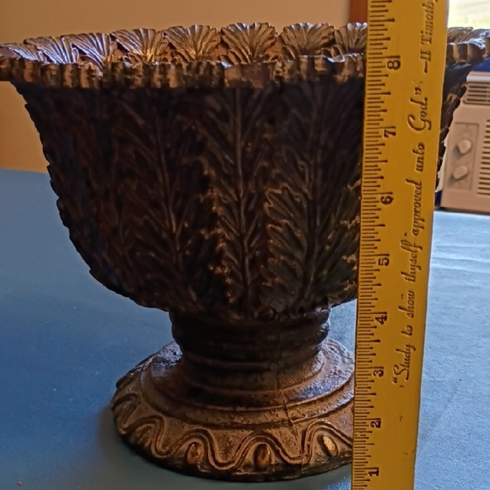 Antique-Style Bronze Ceramic  Decorative Planter Cottagecore Flowers Heavy